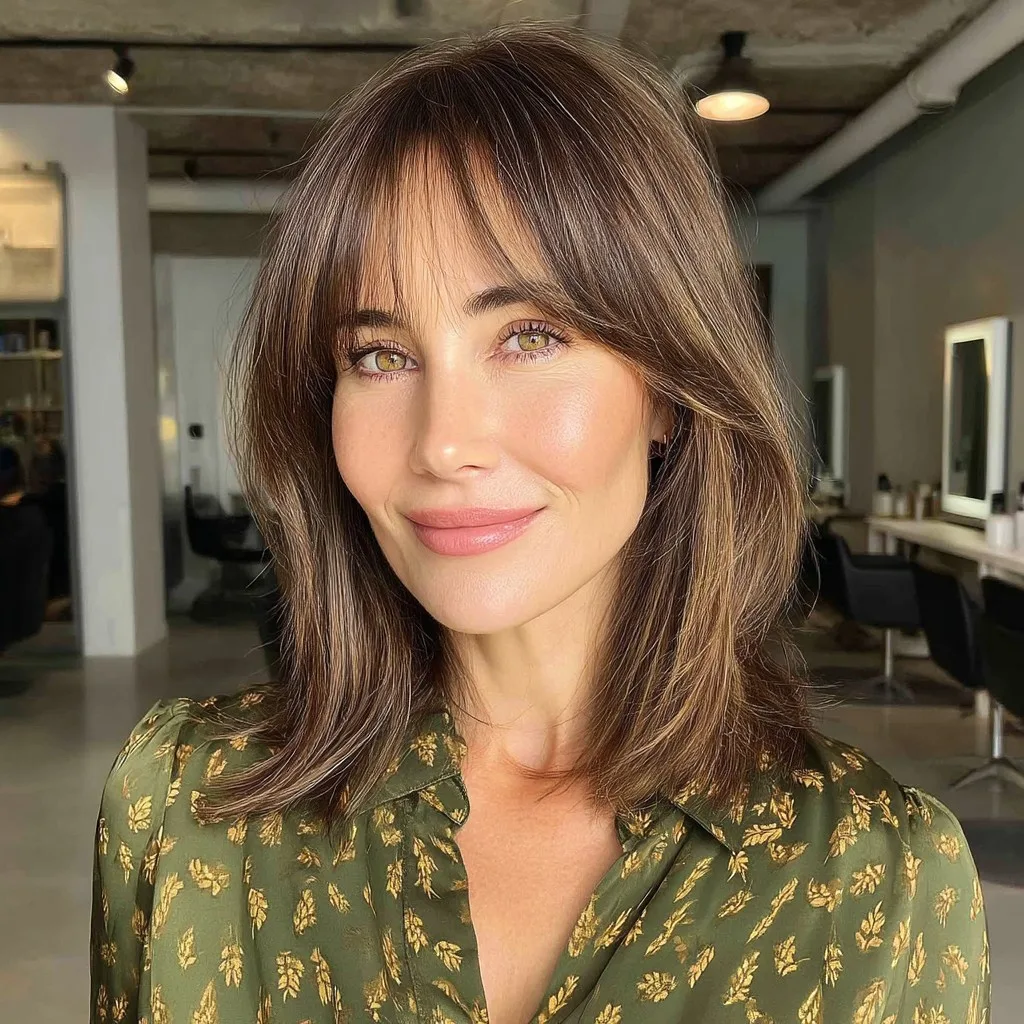 Chic Feathered Bangs with Long Layered Cut