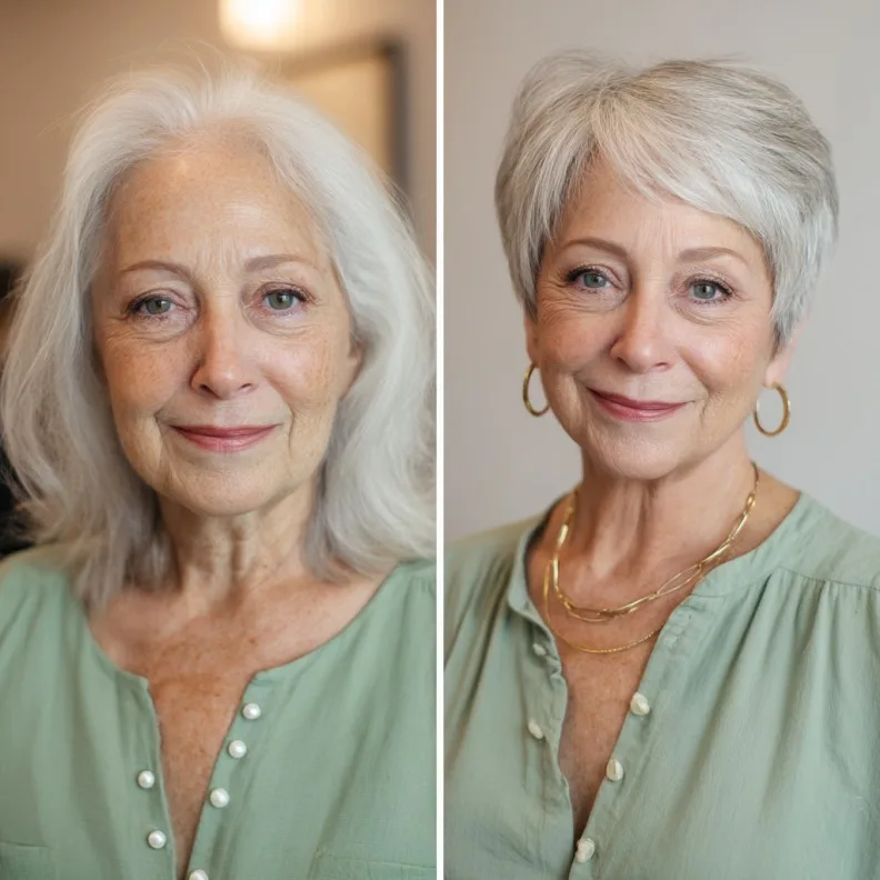 Chic Feathered Pixie with Bright Silver Highlights