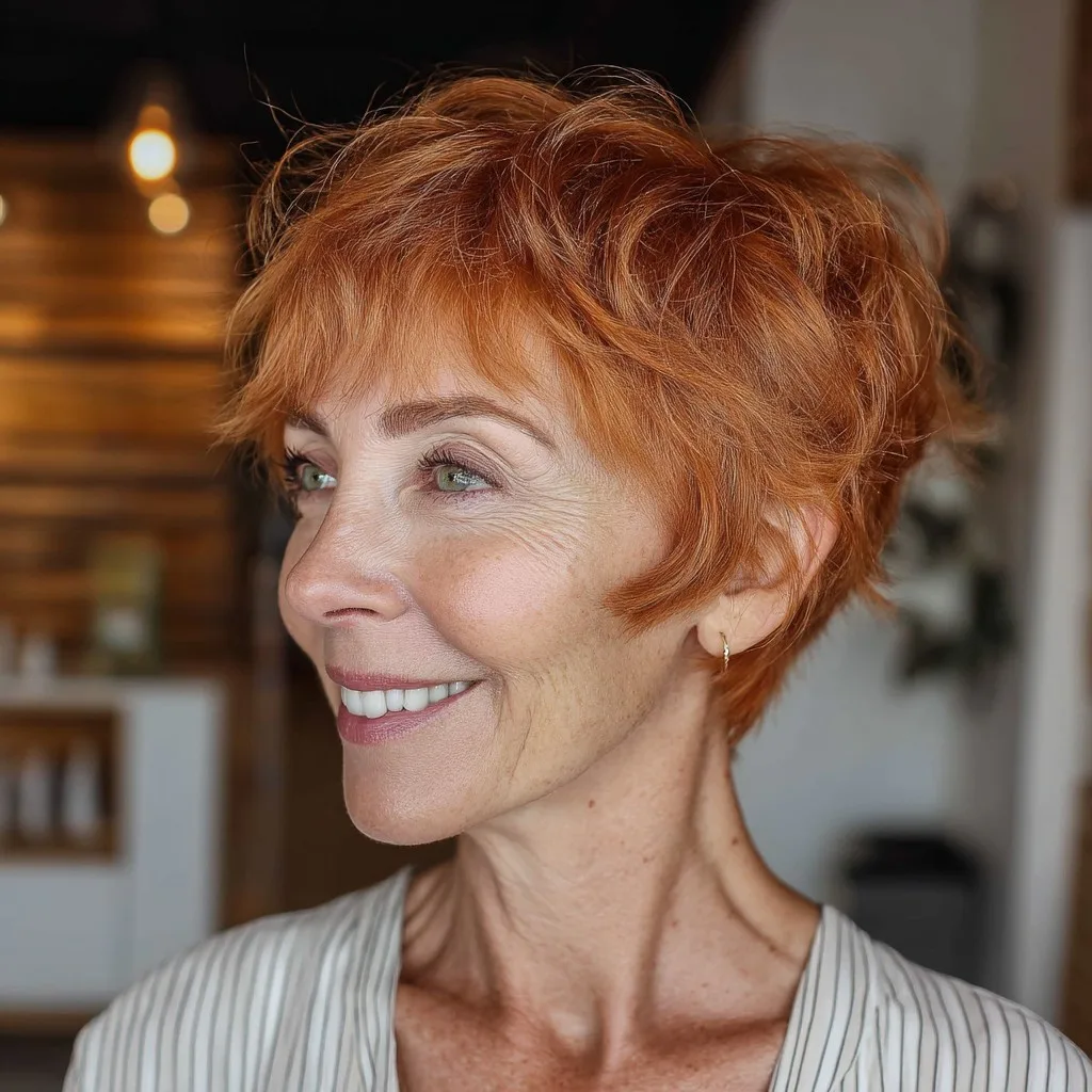 Chic Feathered Short Cut with Subtle Warm Highlights