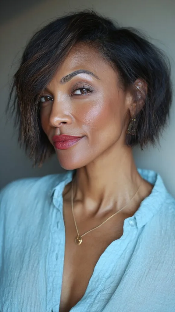 Chic Frayed Bob with Subtle Highlights