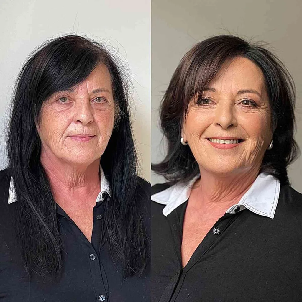 Chic Jet Black Bob for Women with Fine Hair Over 60
