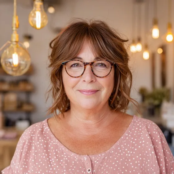 Chic Layered Bottleneck Bangs with Soft Curls