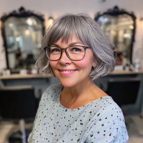Chic Layered Bottleneck Bangs with Textured Volume