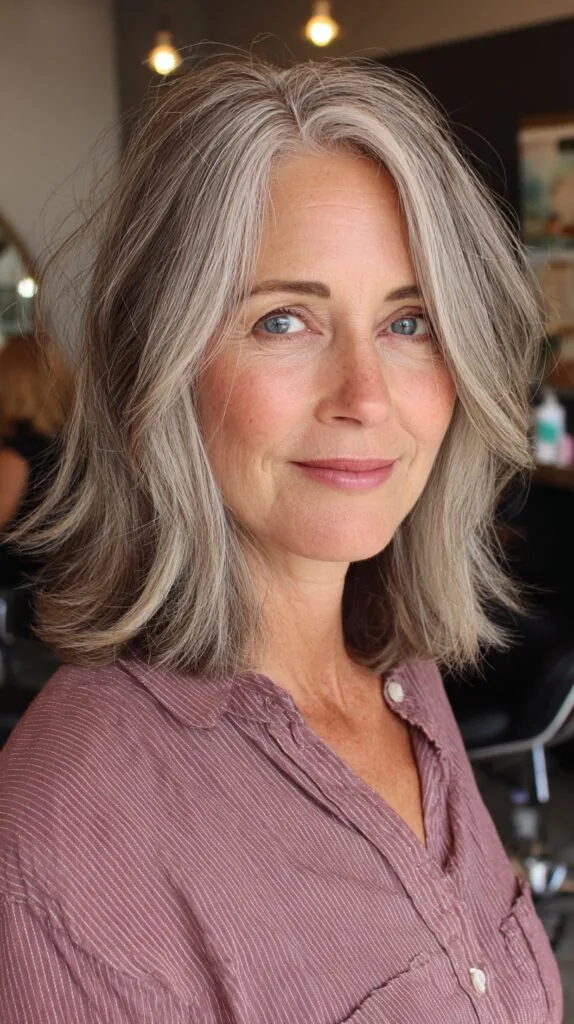 Chic Layered Cut with Natural Silver Highlights