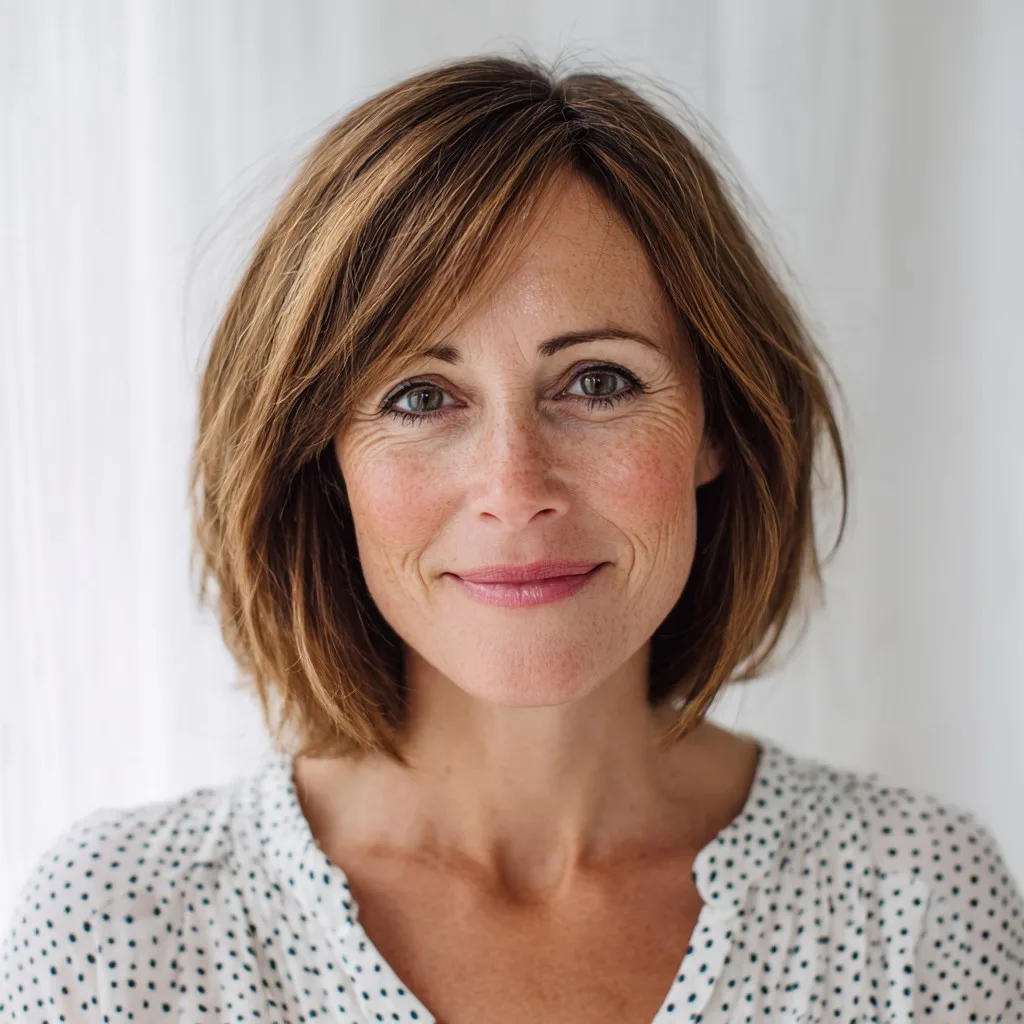 Chic Layered Lob with Soft Face-Framing Highlights