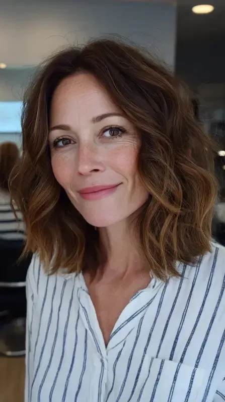 Chic Layered Ripple Bob with Soft Waves