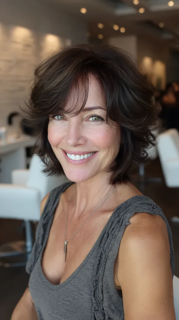 Chic Layered Shag Bob Haircut for Women Over 50