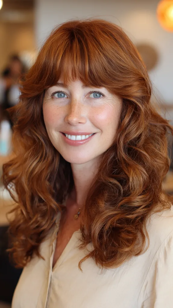 Chic Long Loose Curls with Soft Bangs