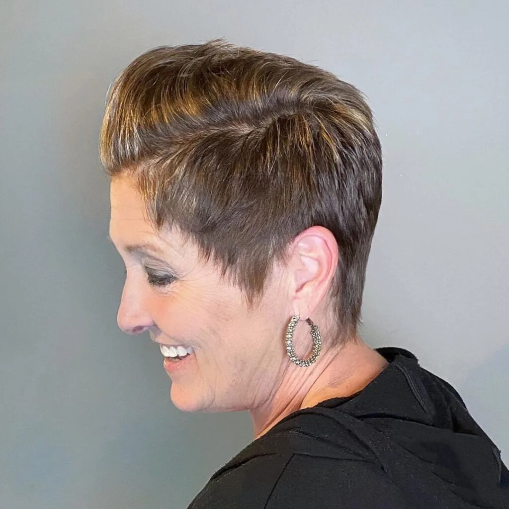 Chic Pixie Cut for Dark Hair Suitable for Ladies 50 and Above