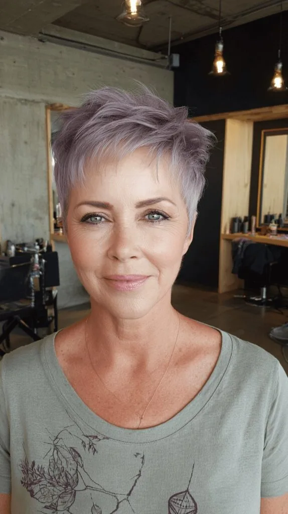 Chic Pixie Cut with Soft Lavender Hues
