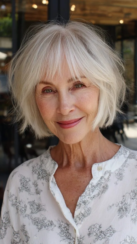 Chic Platinum Textured Fringe for an Invigorating Look