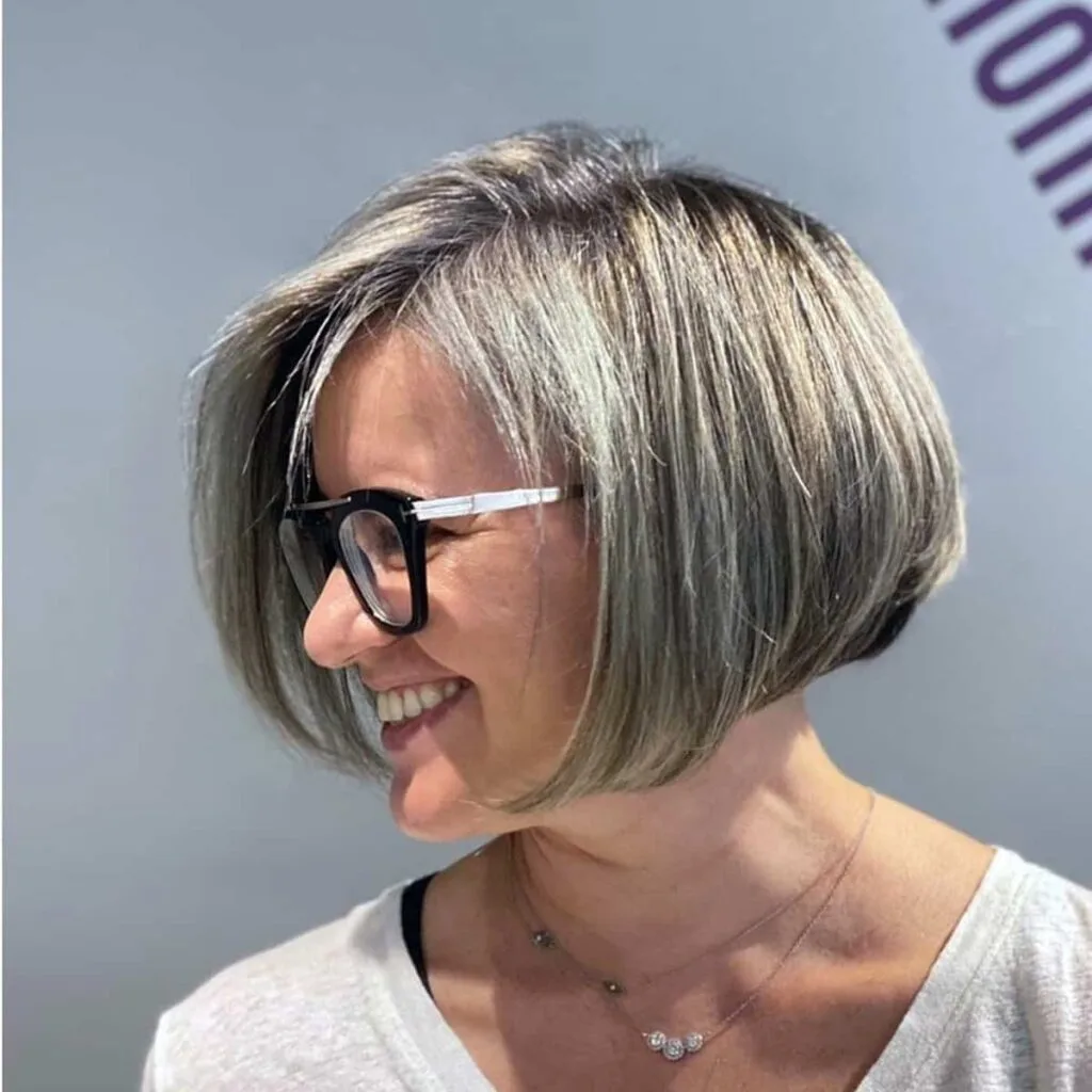 Chic rounded bob hairstyle for older women