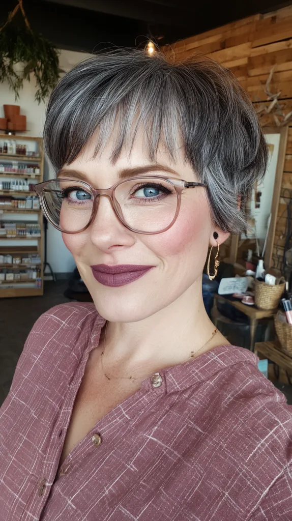 Chic Short Gray Pixie with Textured Layers