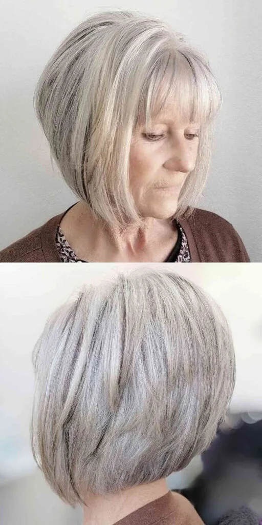 Chic Short Layered Bob with Soft Bangs for Women 50 and Up