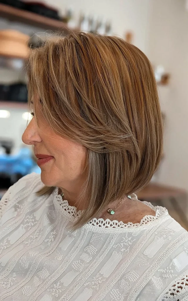 Chic Short Light Brown Swing Bob for Women Over 60 with short hair