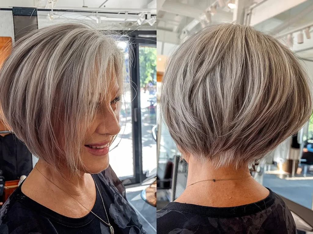 Chic Short Tapered Bob Hairstyle for Women 60 and Over