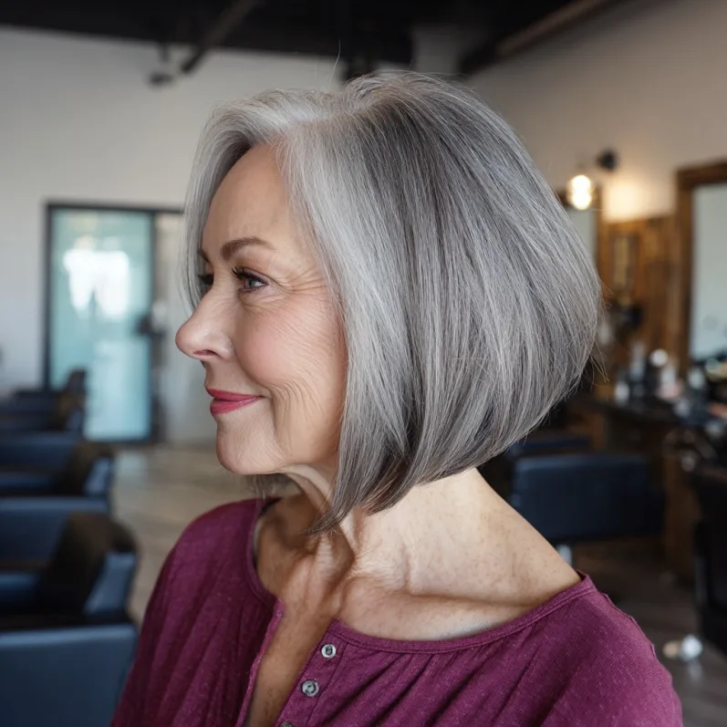 Chic Silver A-Line Bob with Subtle Layers