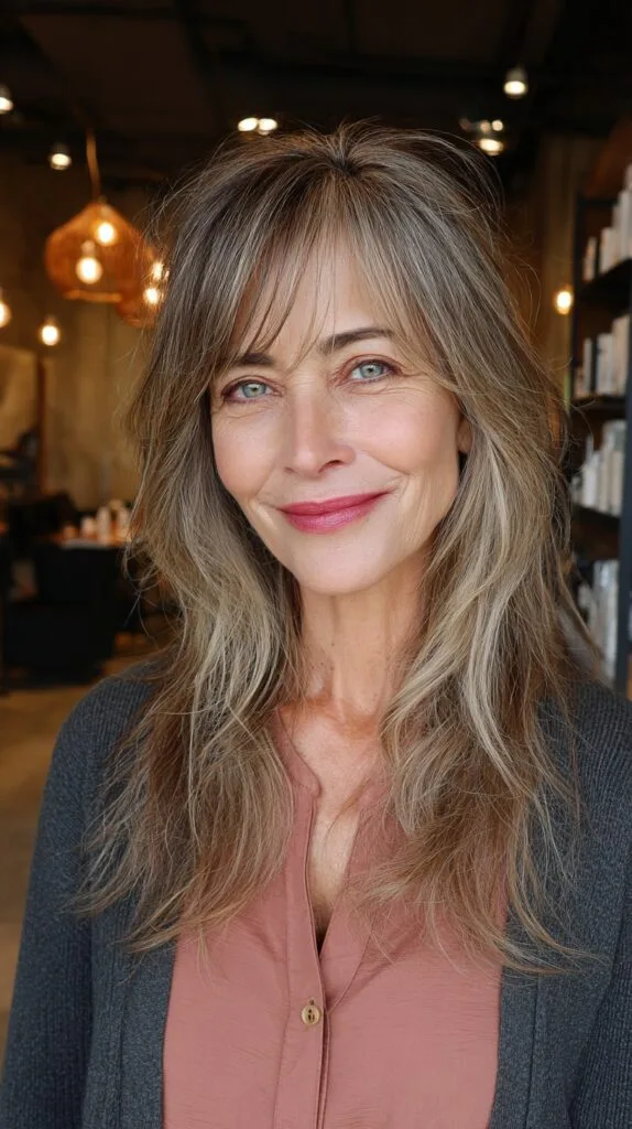 Chic Silver-Blonde Layered Tresses for Thinning Hair