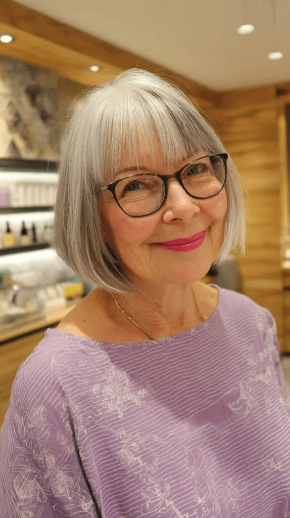 Chic Silver Blunt Bob with Subtle Layers