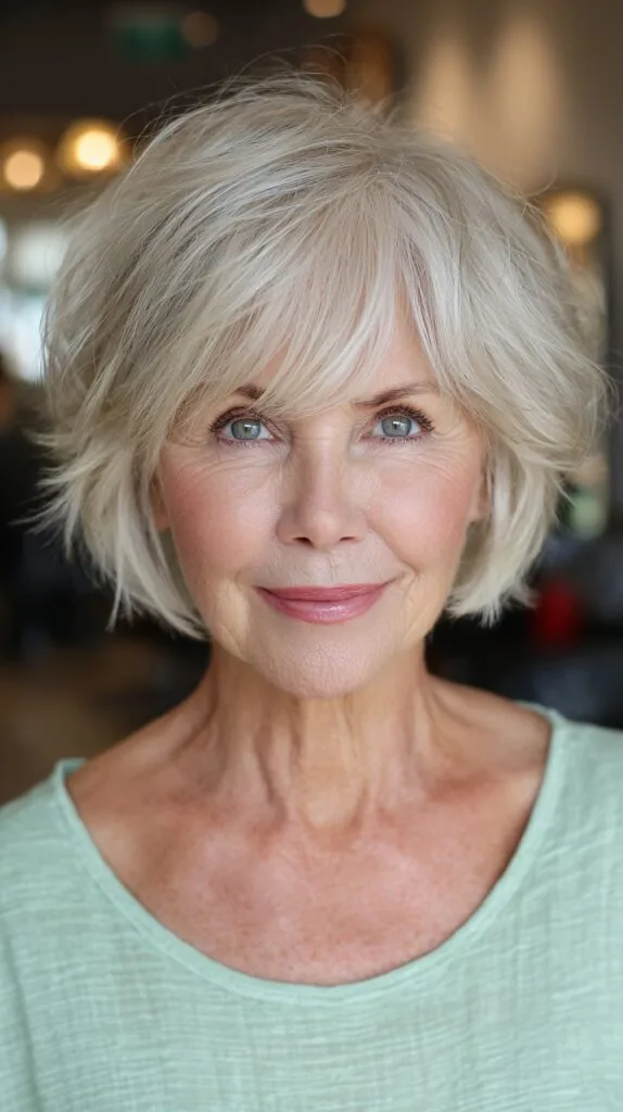 Chic Silver Layered Crop for Women Over 70