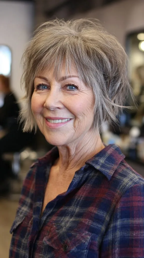 Chic Silver Textured Layered Bob