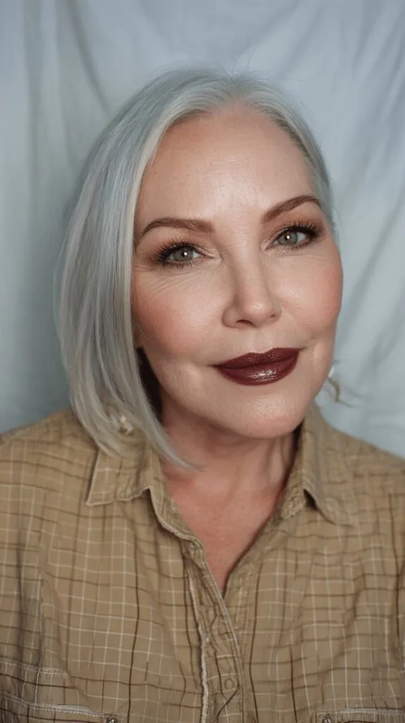 Chic Sleek Silver Bob with Subtle Texture