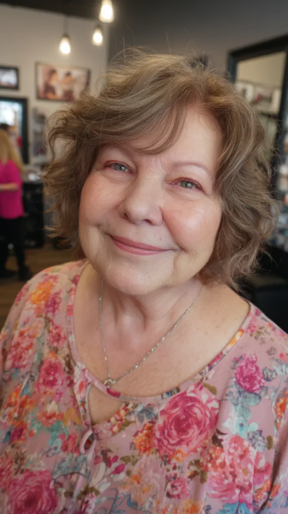 Chic Soft Bob with Gentle Curls for Plus Size Over 70