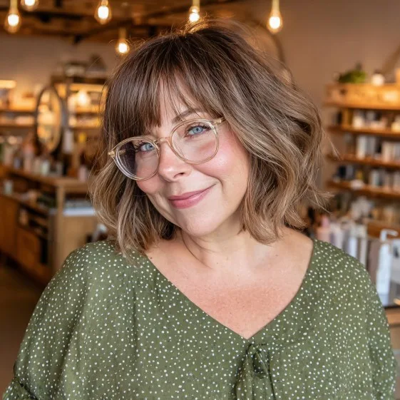 Chic Soft Bottleneck Bangs with Textured Waves