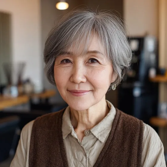 Chic Softly Layered Gray Bob