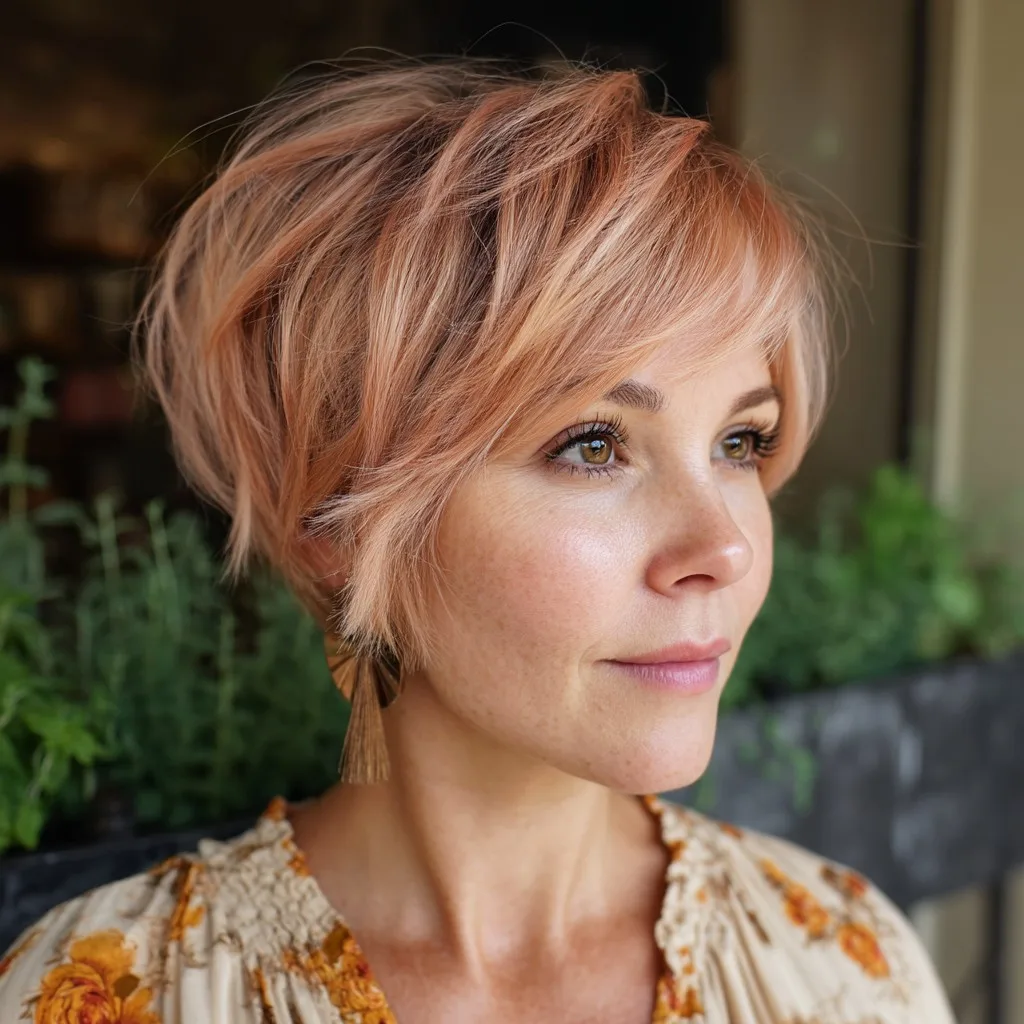 Chic Softly Textured Pixie Bob with Warm Undertones