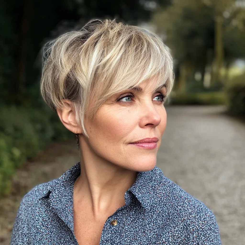 Chic Textured Asymmetrical Pixie with Soft Highlights