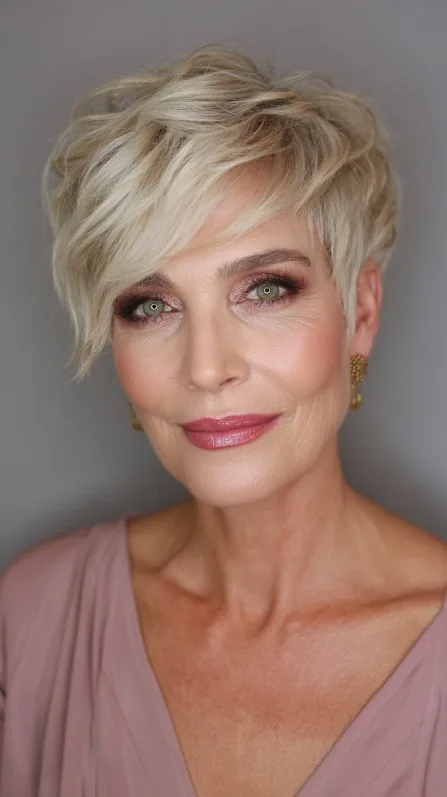 Chic Textured Blonde Pixie Cut with Soft Layers