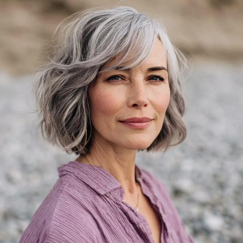 Chic Textured Bob with Side-Swept Bangs