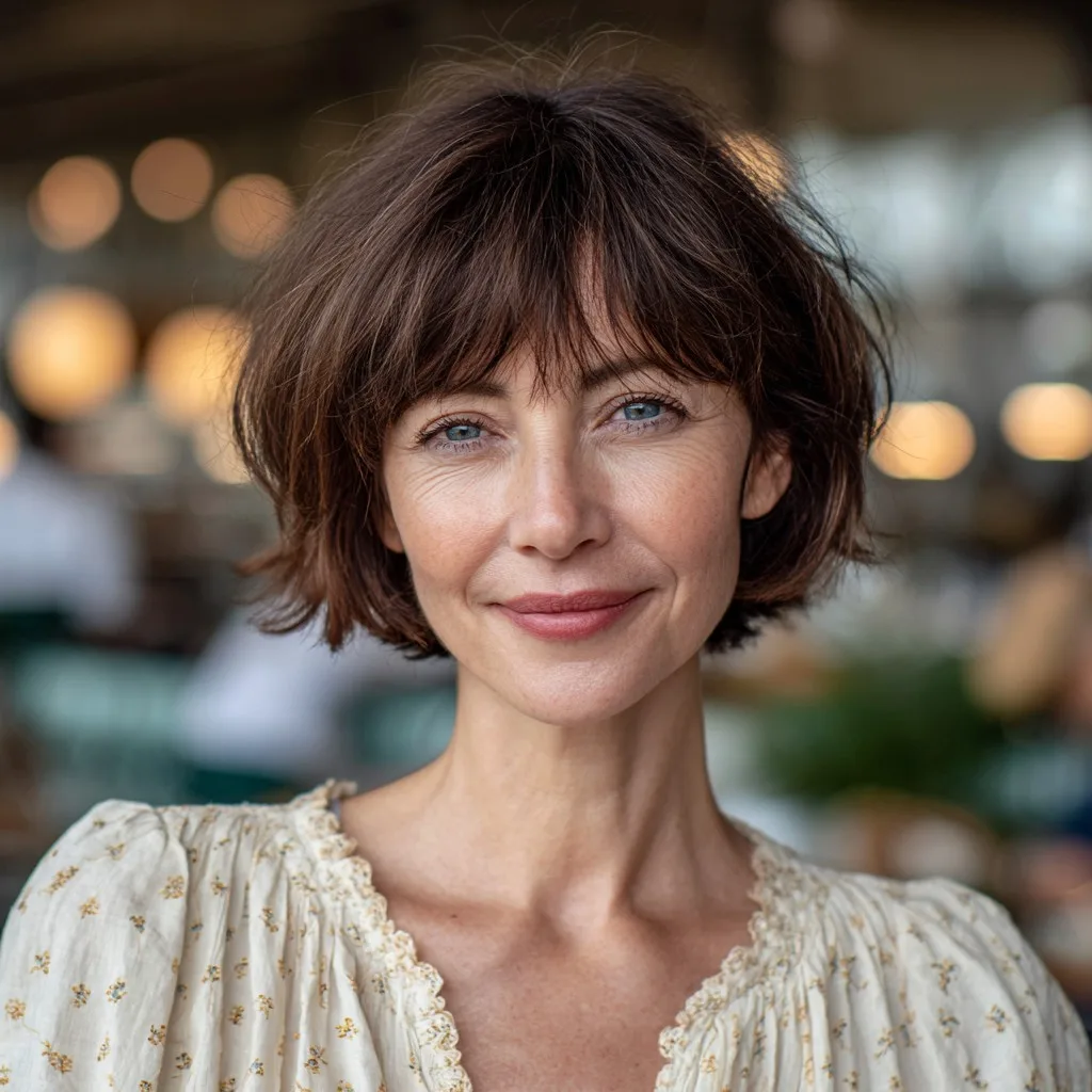Chic Textured Bob with Soft Bangs