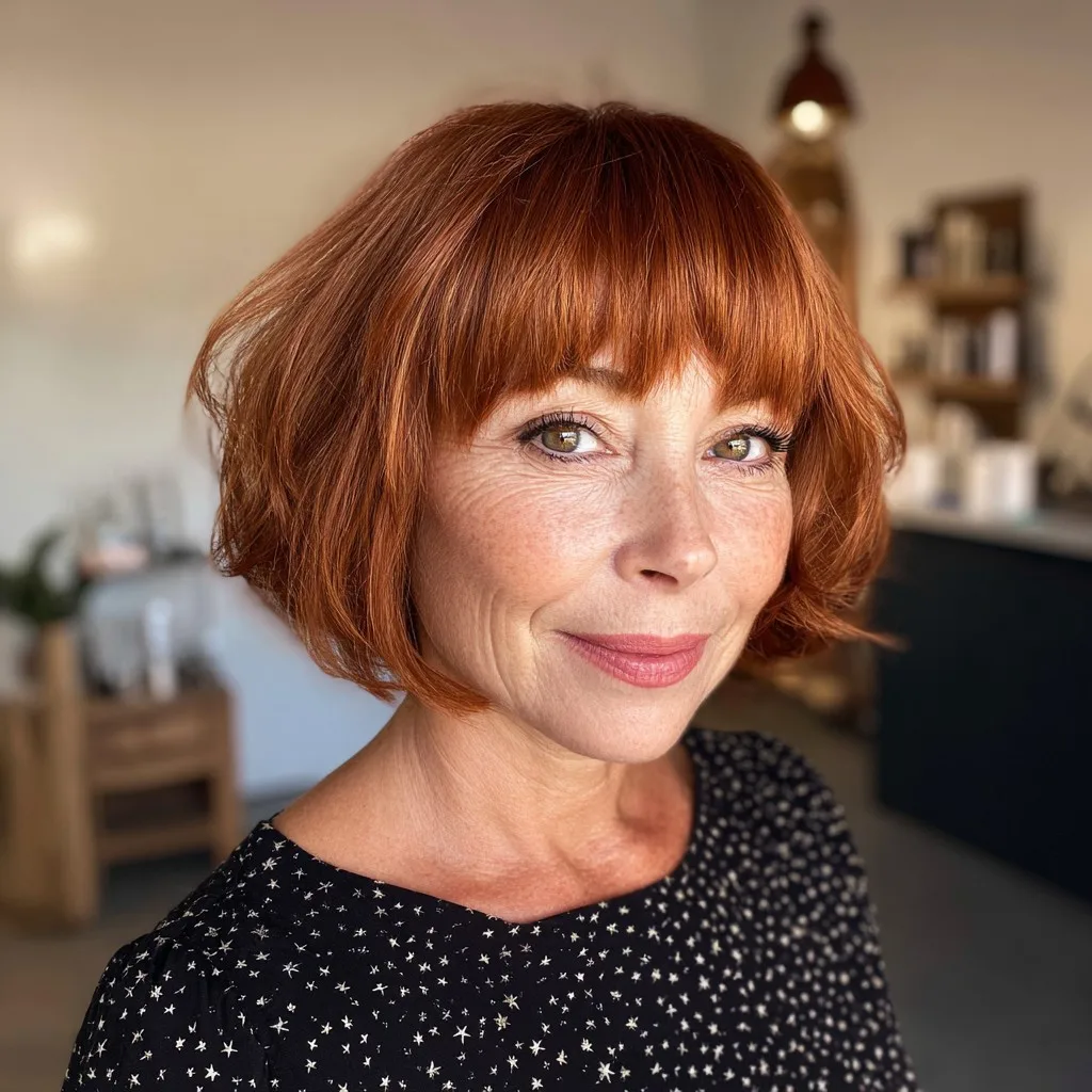 Chic Textured Bob with Soft Bangs