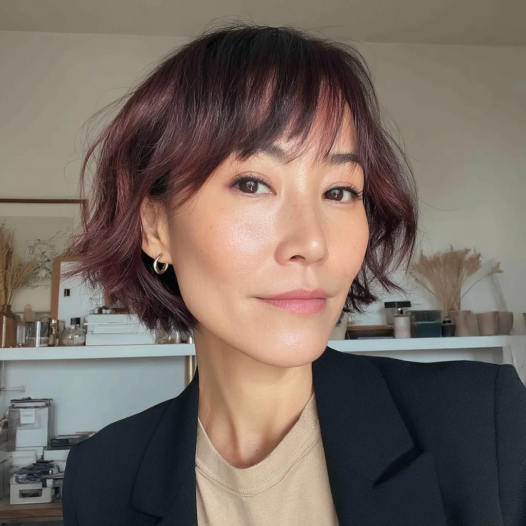 Chic Textured Bob with Soft Bangs