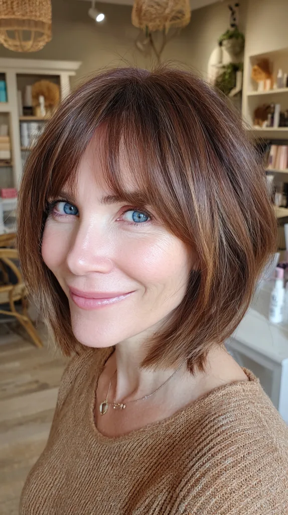 Chic Textured Bob with Soft Curtain Bangs