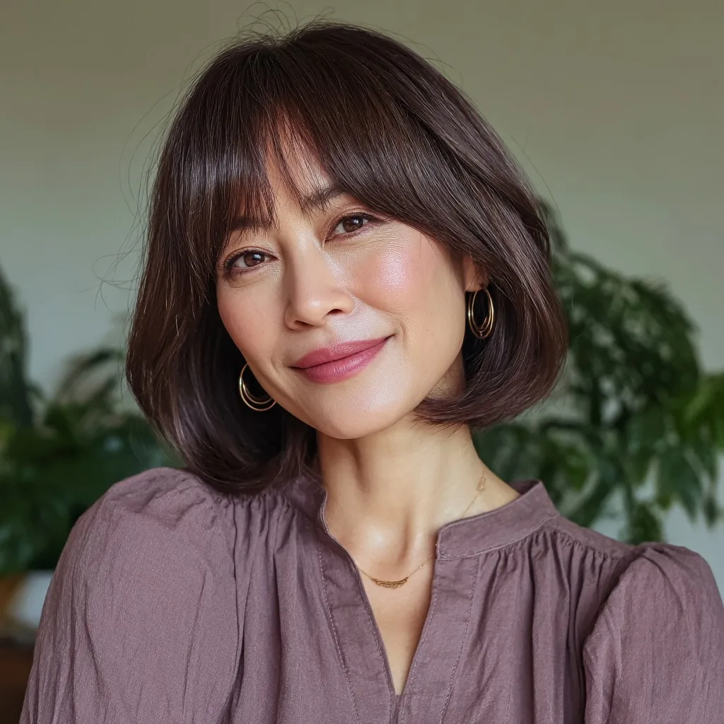 Chic Textured Bob with Wispy Bangs