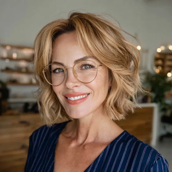Chic Textured Bottleneck Bangs with Soft Tousled Waves