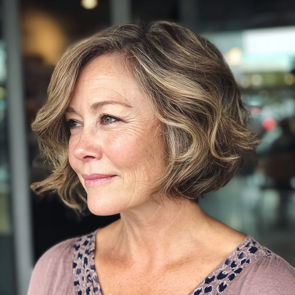 Chic Textured Bronde Bob with Soft Waves