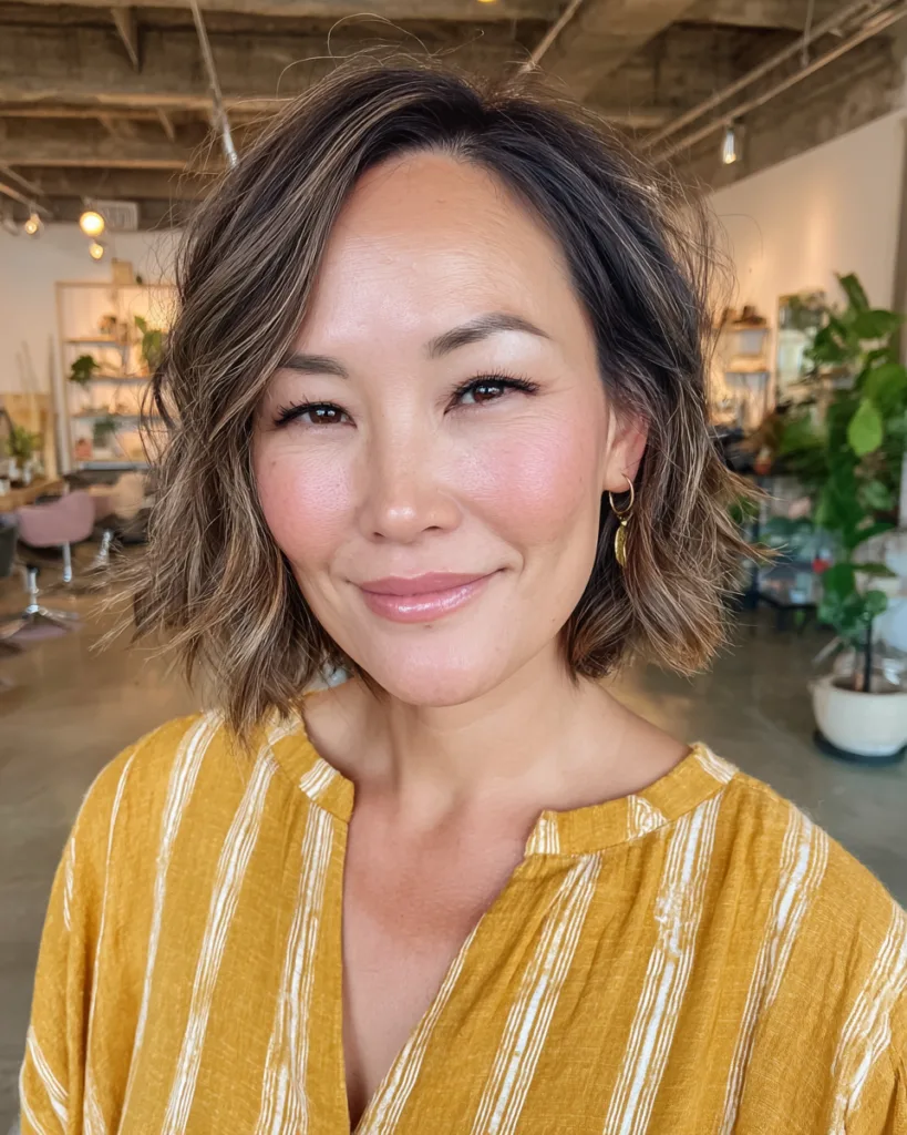 Chic Textured Chin-Length Bob with Soft Volume