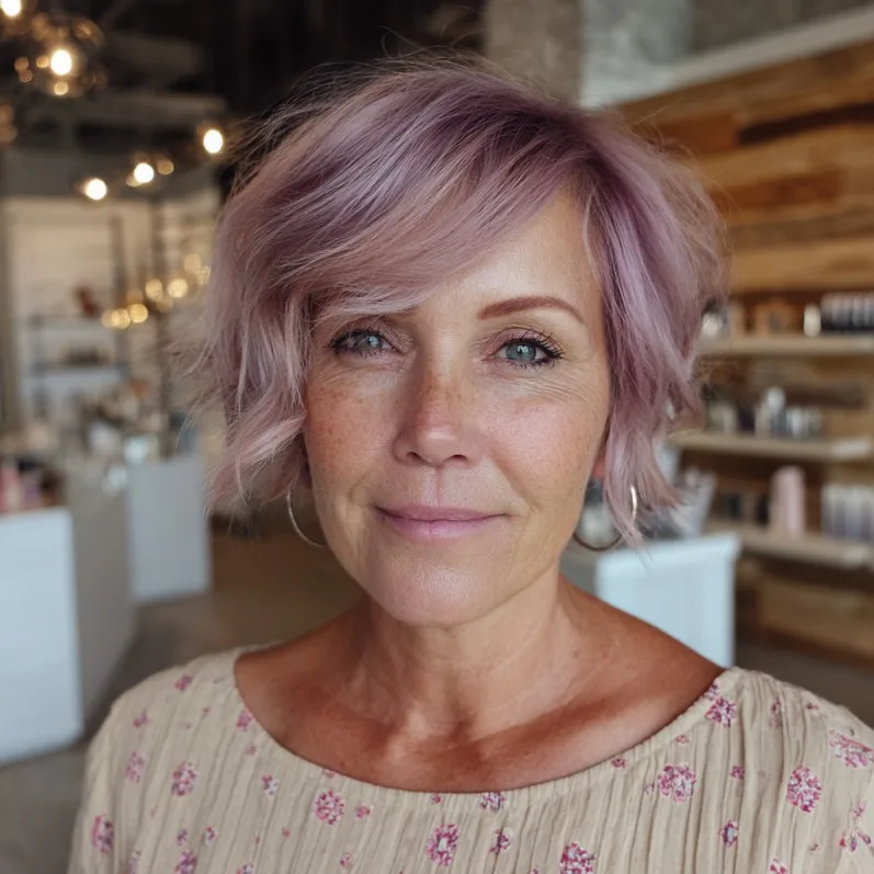 Chic Textured Crop with Soft Lavender Tones