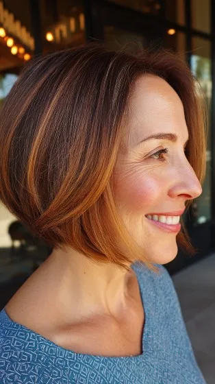 Chic Textured Floating Bob with Warm Highlights