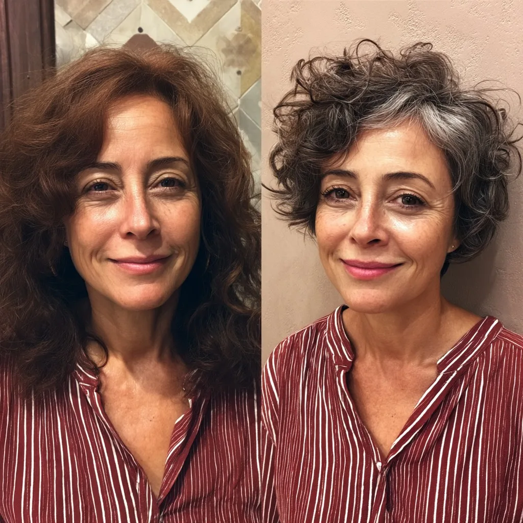 Chic Textured Gray Curly Cut for Women Over 50