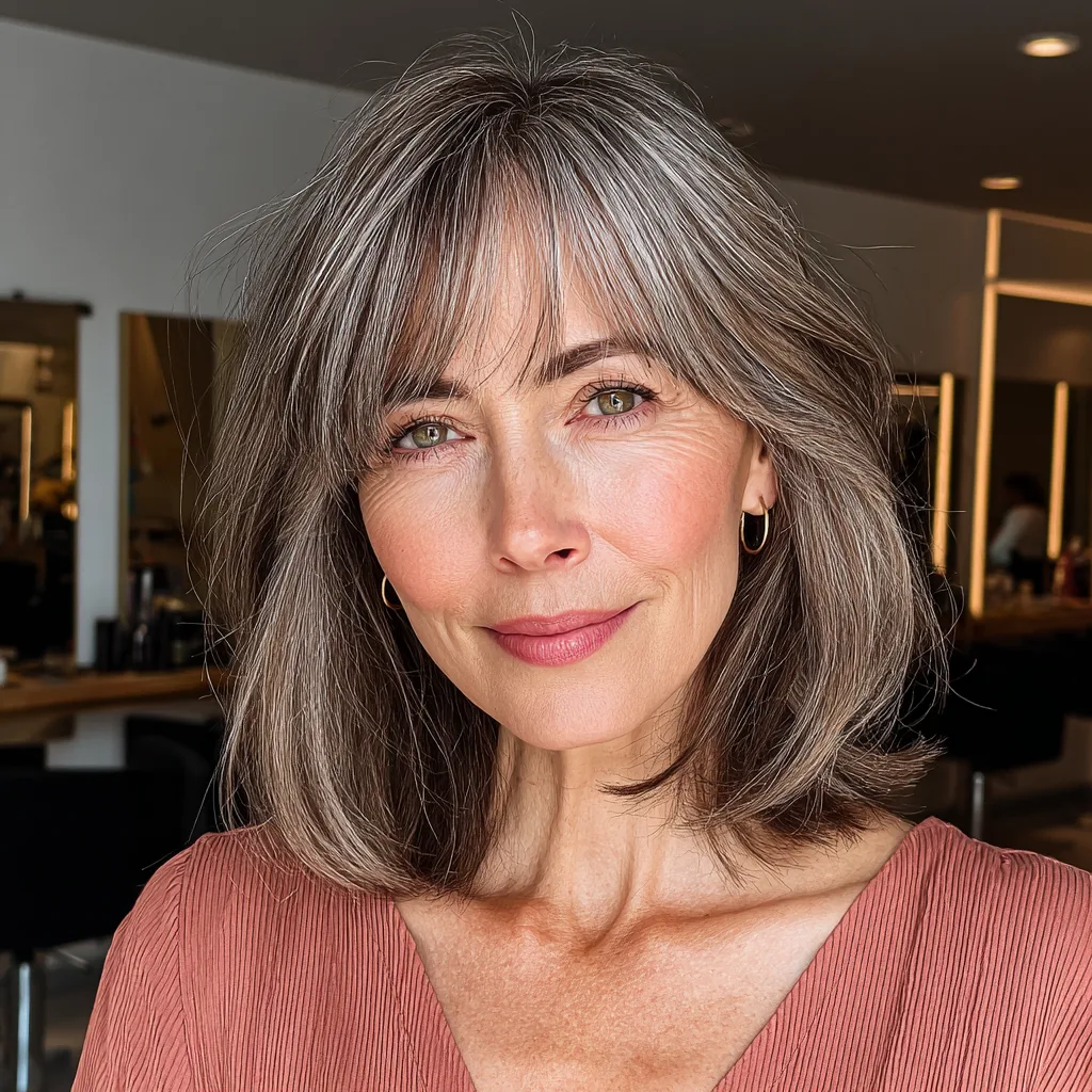 Chic Textured Lob with Subtle Bangs