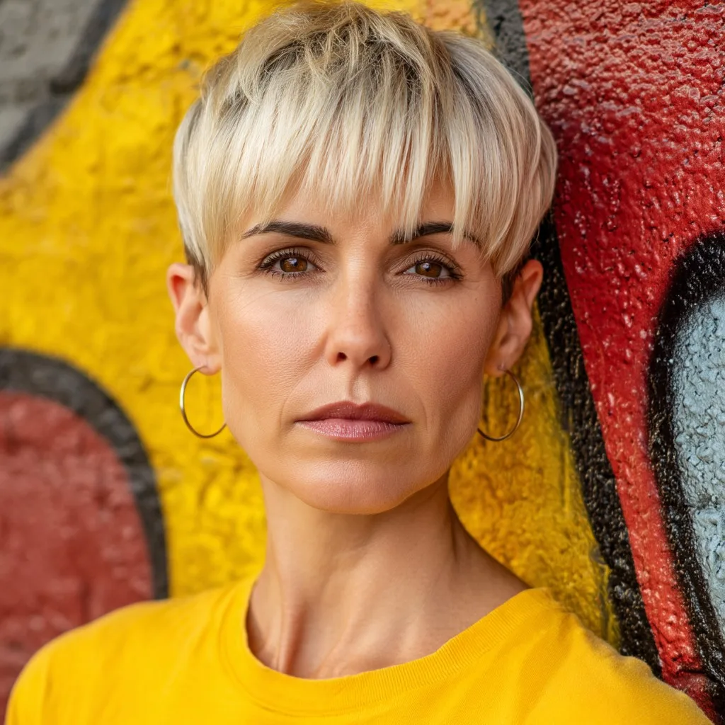Chic Textured Pixie Cut with Bold Fringe