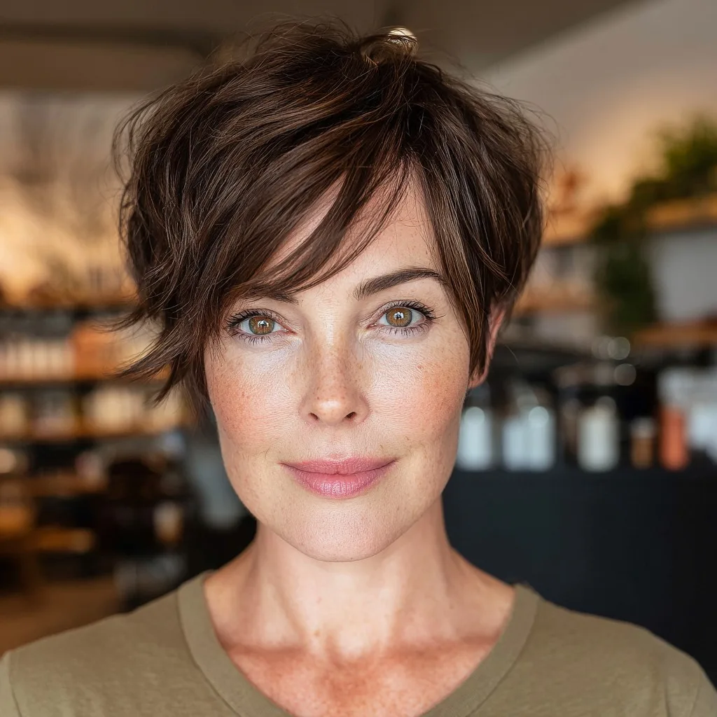 Chic Textured Pixie Cut with Soft Bangs