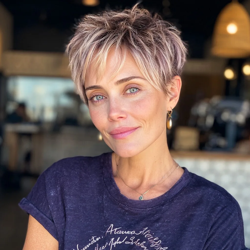 Chic Textured Pixie Cut with Soft Highlights