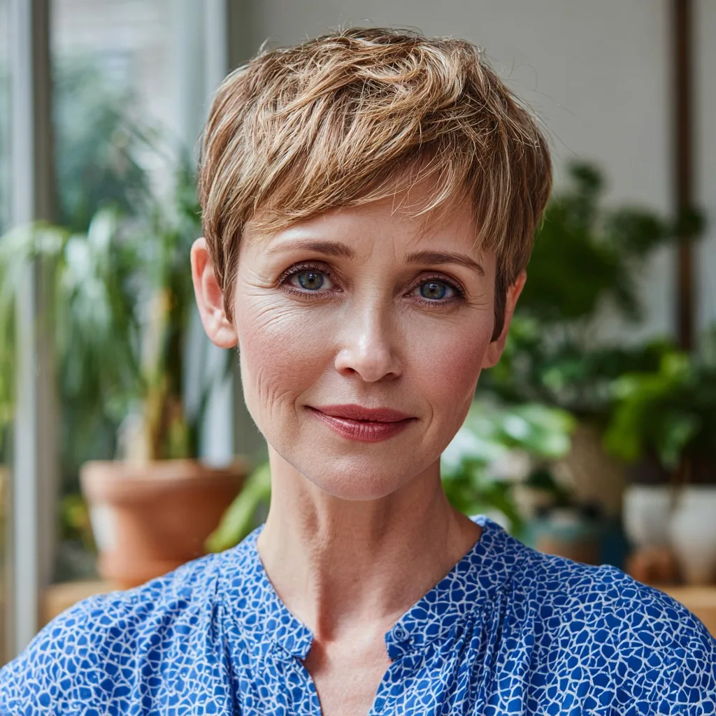 Chic Textured Pixie Cut with Subtle Highlights