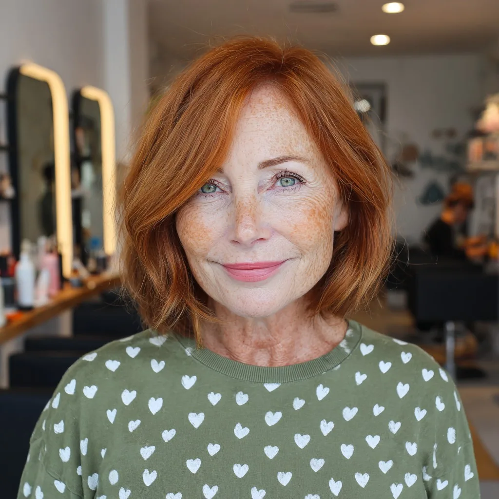 Chic Textured Red Bob with Soft Waves